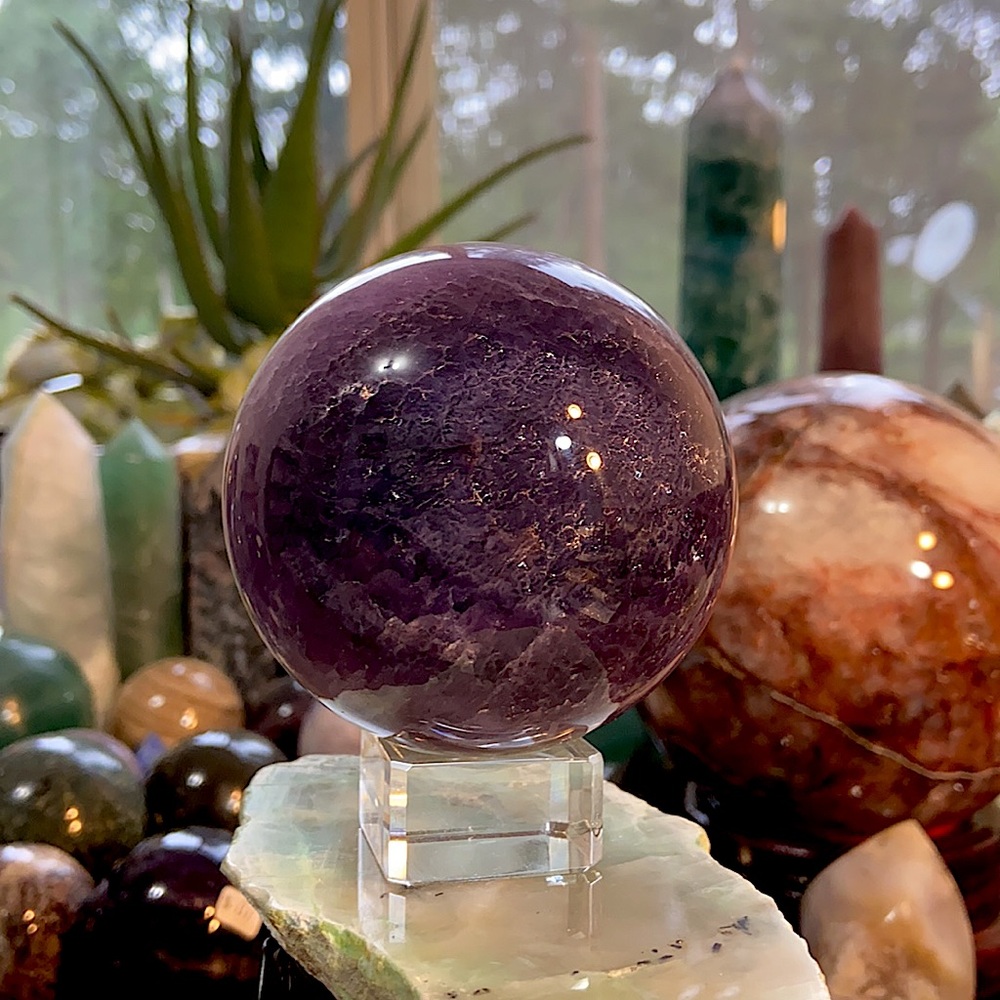 Purple Fluorite Crystal Sphere! Incredible! Watch The Video! - Picture 7 of 11